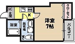 ドゥエリング関目 2階1Kの間取り