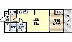 ALEGRIA鶴見区今津 2階1LDKの間取り