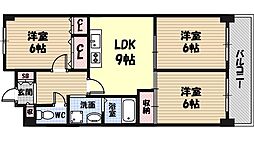 シャトーレイクルイーズ 9階3LDKの間取り