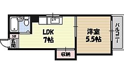 メゾンパルビス 4階1LDKの間取り