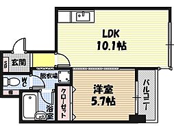 グランピア中央 6階1LDKの間取り