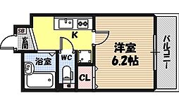 インターナショナル城東 2階1Kの間取り