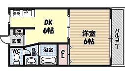 エスポワール関目 4階1DKの間取り