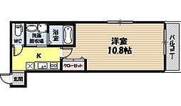 フジパレス城東中央 2階1Kの間取り