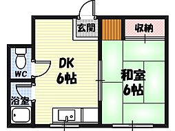 コーポ長田 1DKの間取図画像
