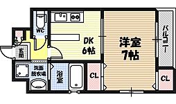 ベルダァー3番館 1DKの間取図画像