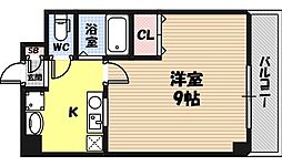 パレ・ドゥ鶴見緑地 1Kの間取図画像