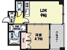 リヴクレール鴫野 1LDKの間取図画像