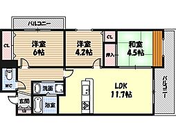 エスリード今福 3LDKの間取図画像