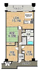 アクアパークCITY岸和田南2番館 3LDKの間取図画像