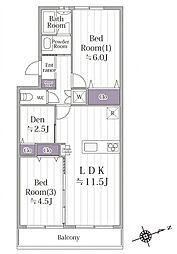 メゾン富士エースB棟 2SLDKの間取図画像
