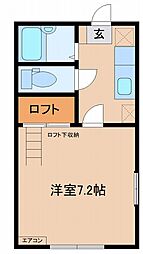 グランコート婦中 1階1Kの間取り