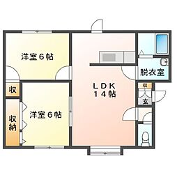 Mハイツ若山2 2LDKの間取図画像