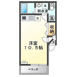 M103 ワンルームの間取図画像
