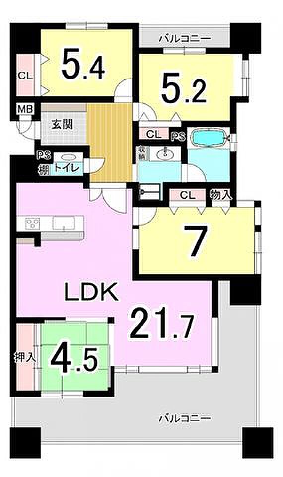 エイルマンション騎射場(4LDK) 5階の間取り