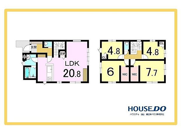 リビングは広々20帖あり、全居室収納の4LDK+2WICは充実の居住空間です。