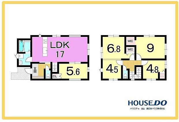 5LDK+2WICリビングは広々17帖ある2WICの5LDKは充実の居住空間です。