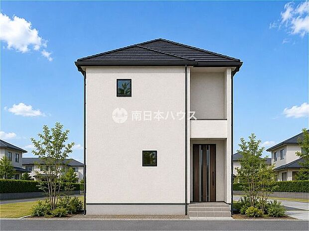 ※掲載の外観パースは図面を基に作成した完成予想イメージです。実際の建物とは形状・色彩・仕様・敷地形状・外構・植栽等が異なる場合があります。