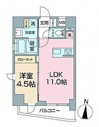 ミルーナヒルズエグラス六町 1LDKの間取図画像