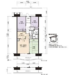 UR都市機構アーバンラフレ小幡7号棟 3LDKの間取図画像