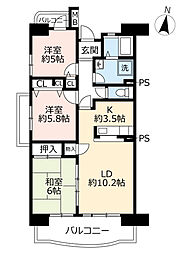 URアーバンラフレ小幡 5階3LDKの間取り