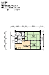 UR萱場 11階2DKの間取り