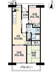 UR都市機構アーバンラフレ小幡5号棟 3DKの間取図画像