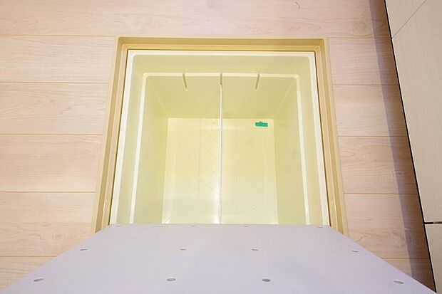 普段は使わない物や大切な物などを収納出来ます。空間を有効に利用した床下収納です。