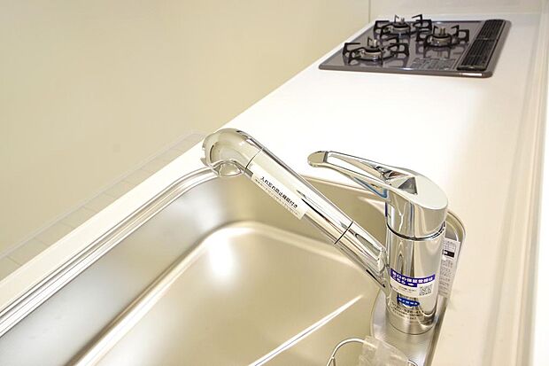 レバー操作一つで水量、温度も調節可能です。また、蛇口には浄水カートリッジも内蔵可能です。