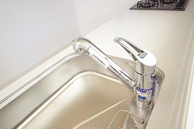 レバー操作一つで水量、温度も調節可能です。また、蛇口には浄水カートリッジも内蔵可能です。