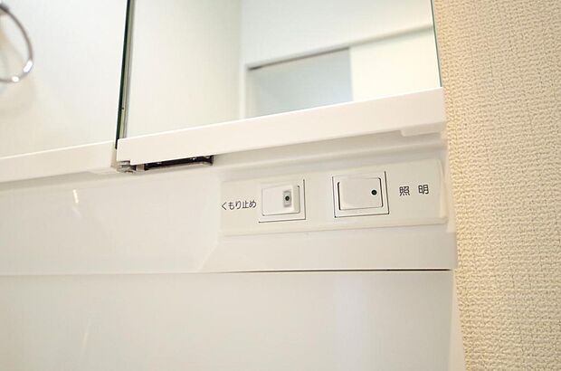 洗面台には、照明とコンセントが標準装備されております。コンセントの容量は1200Wまで大丈夫です。