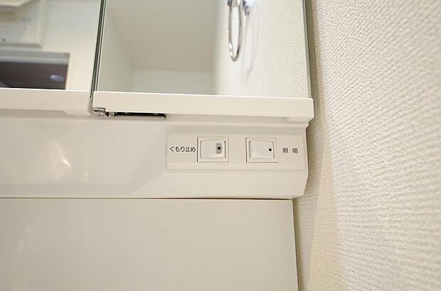 洗面台には、照明とコンセントが標準装備されております。コンセントの容量は1200Wまで大丈夫です。