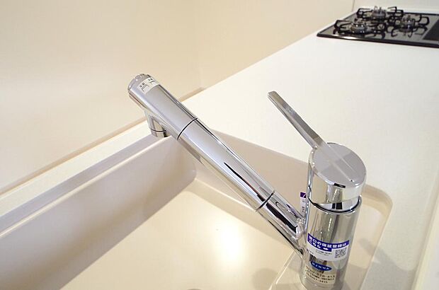 レバー操作一つで水量、温度も調節可能です。また、蛇口には浄水カートリッジも内蔵可能です。