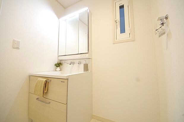 洗面台の給水口はホースが伸びるので朝シャン出来ます。シングルレバーでお湯の温度も楽々調整出来ます。