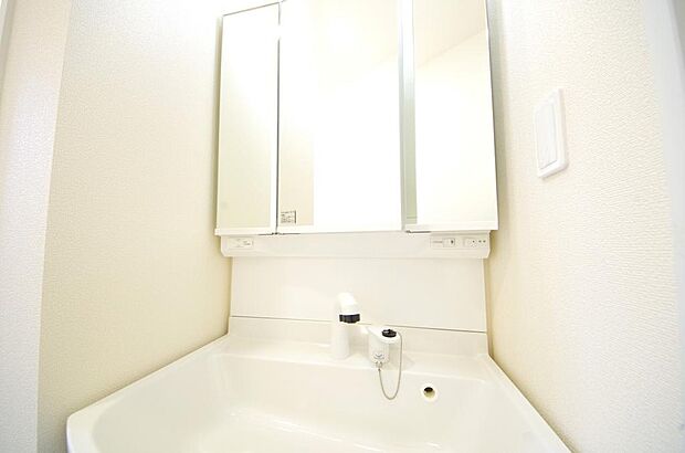 家族全員で利用するパブリックスペースとなりますので、鏡周りの収納ですっきり洗面台がご利用いただけます