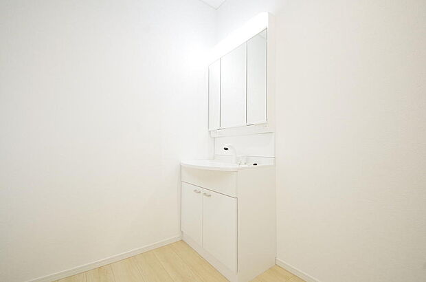 家族全員で利用するパブリックスペースとなりますので、鏡周りの収納ですっきり洗面台がご利用いただけます