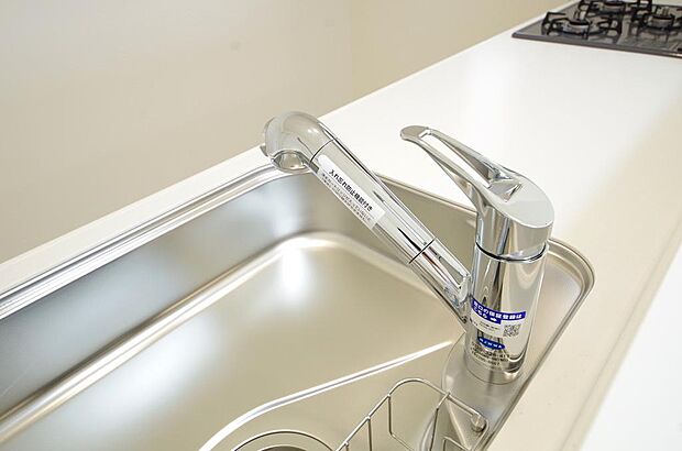 レバー操作一つで水量、温度も調節可能です。また、蛇口には浄水カートリッジも内蔵可能です。