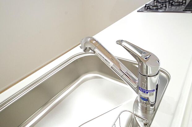 レバー操作一つで水量、温度も調節可能です。また、蛇口には浄水カートリッジも内蔵可能です。