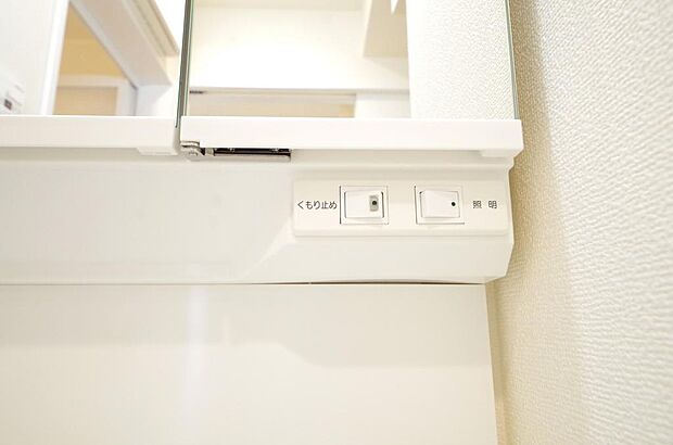 洗面台には、照明とコンセントが標準装備されております。コンセントの容量は1300Wまで大丈夫です。