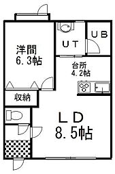 プランドール文苑 1LDKの間取図画像