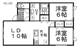 ヴィレッタ材木町 2LDKの間取図画像