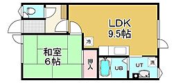 ハイツまさし 1LDKの間取図画像