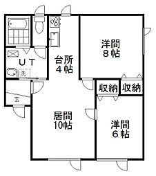 ベイズルストリートハウス 2LDKの間取図画像