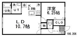 ダコタハウス 1LDKの間取図画像