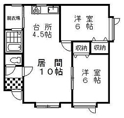 ひまわりハイツ 2LDKの間取図画像