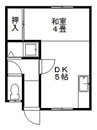 浅野ハイツ 1DKの間取図画像