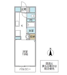 Y`s FLATS NC 2階1Kの間取り