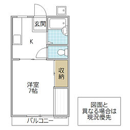 SSハイツ 2階1Kの間取り