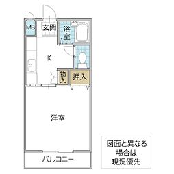 ソラーナ 1階1Kの間取り