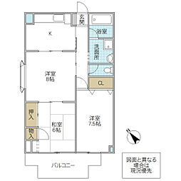 アプリコット多賀 3Kの間取図画像